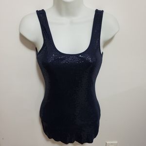 Express Sexy Basic navy blue sequin tank top